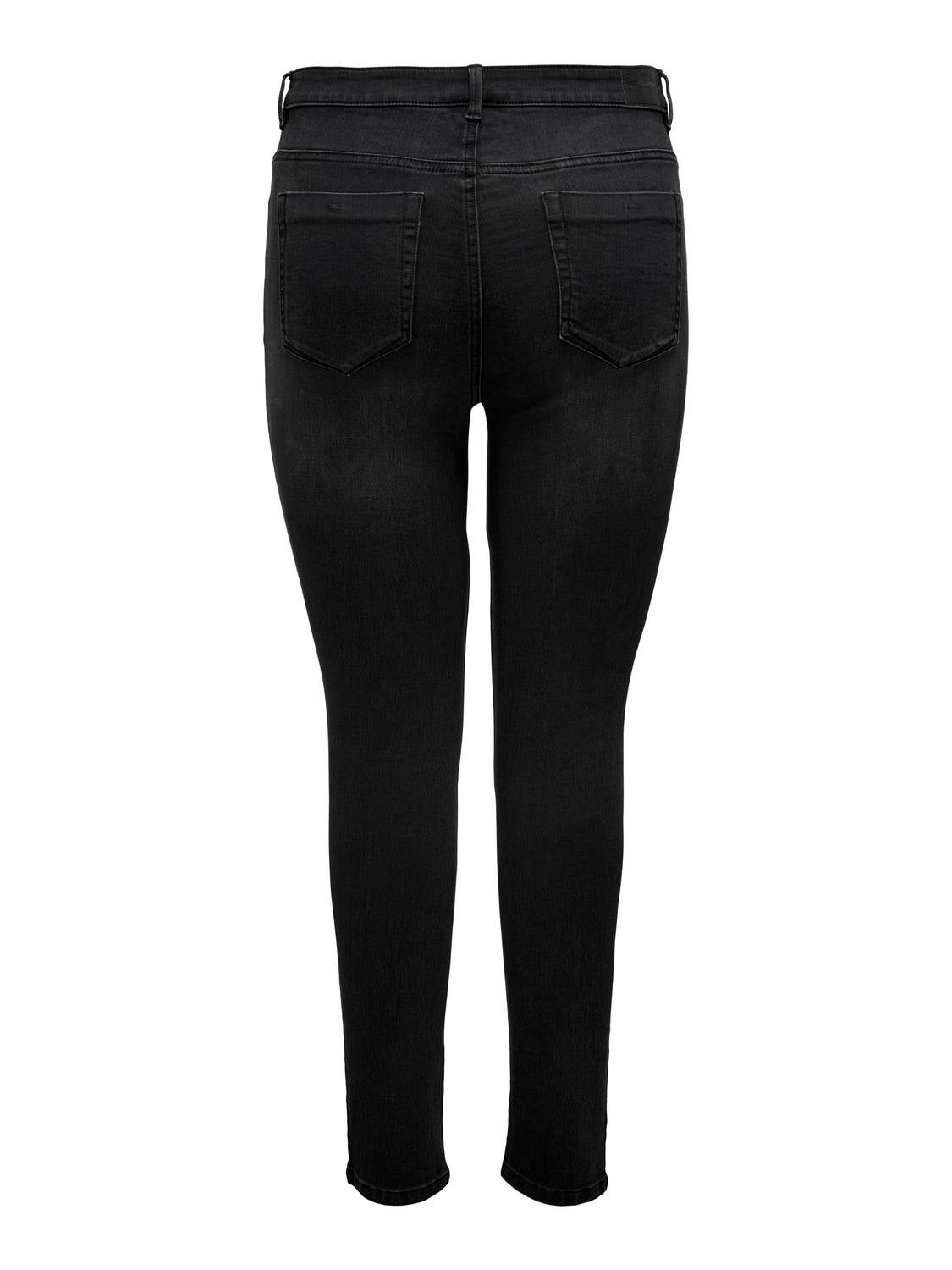 CARFOREVER Hohe Taille Skinny Fit Jeans Black Denim