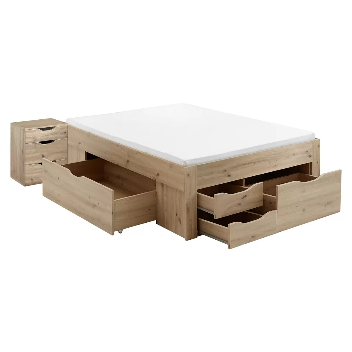 Stauraumbett Noah 140x200 Artisan Eiche