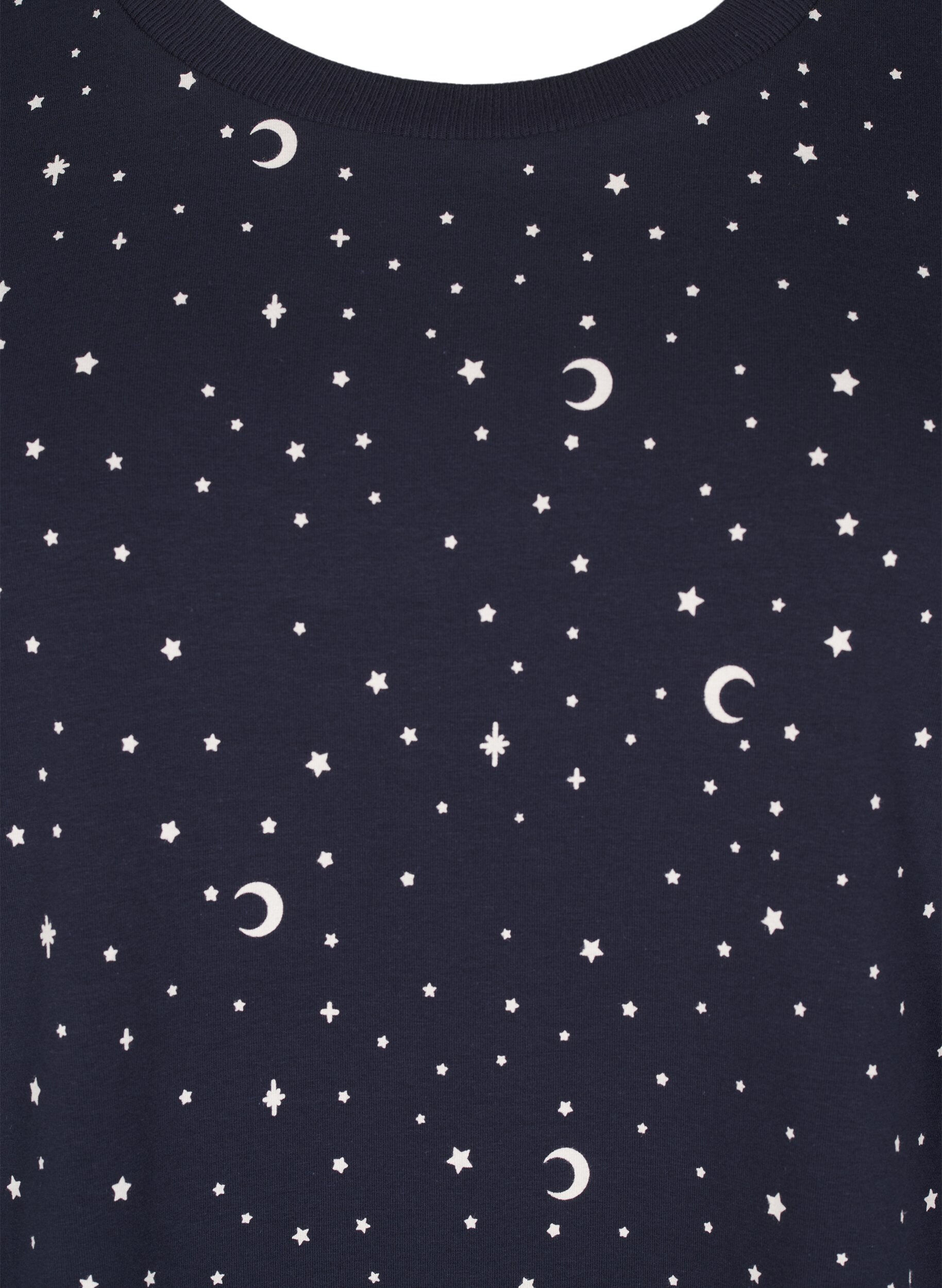 Natbluse med print