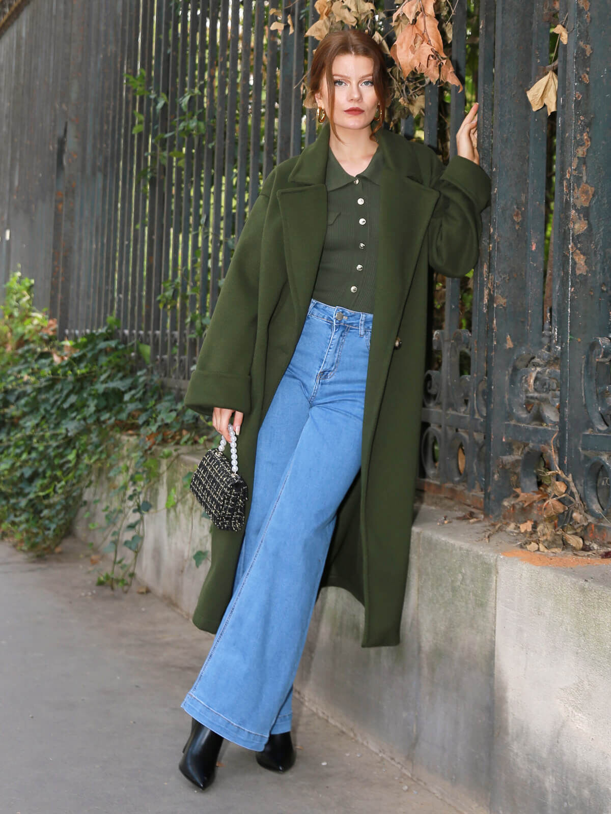 Jeans wide leg basique- Bleu