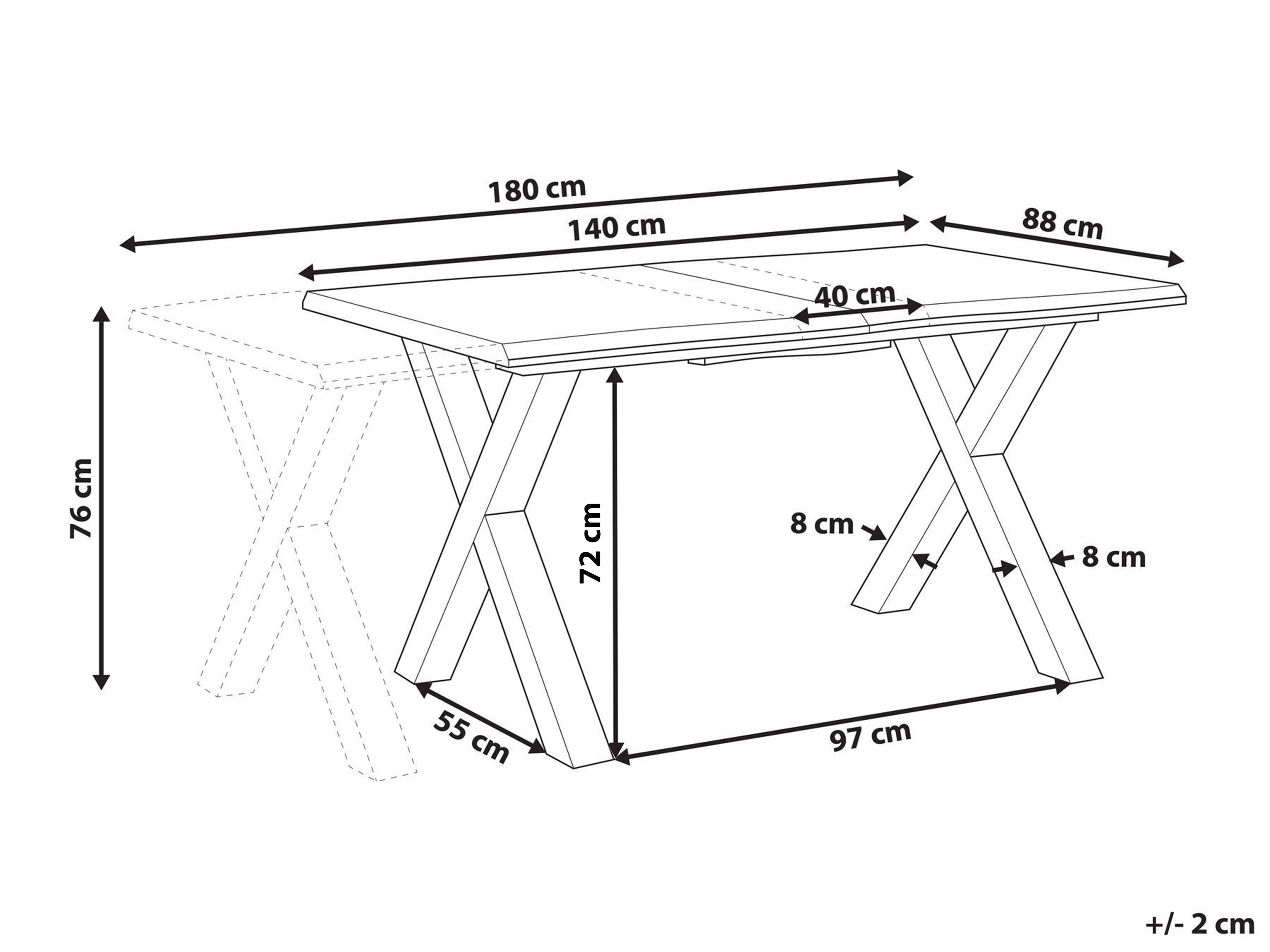 Eettafel uitschuifbaar BRONSON Bruin 90 cm 140/180 cm
