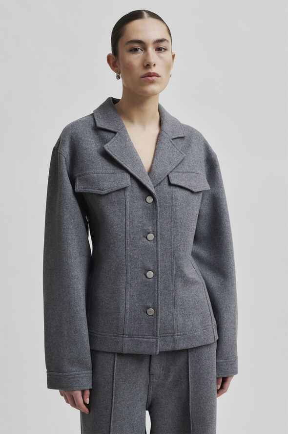 Second Female Vall Wool Shirt Grey melange