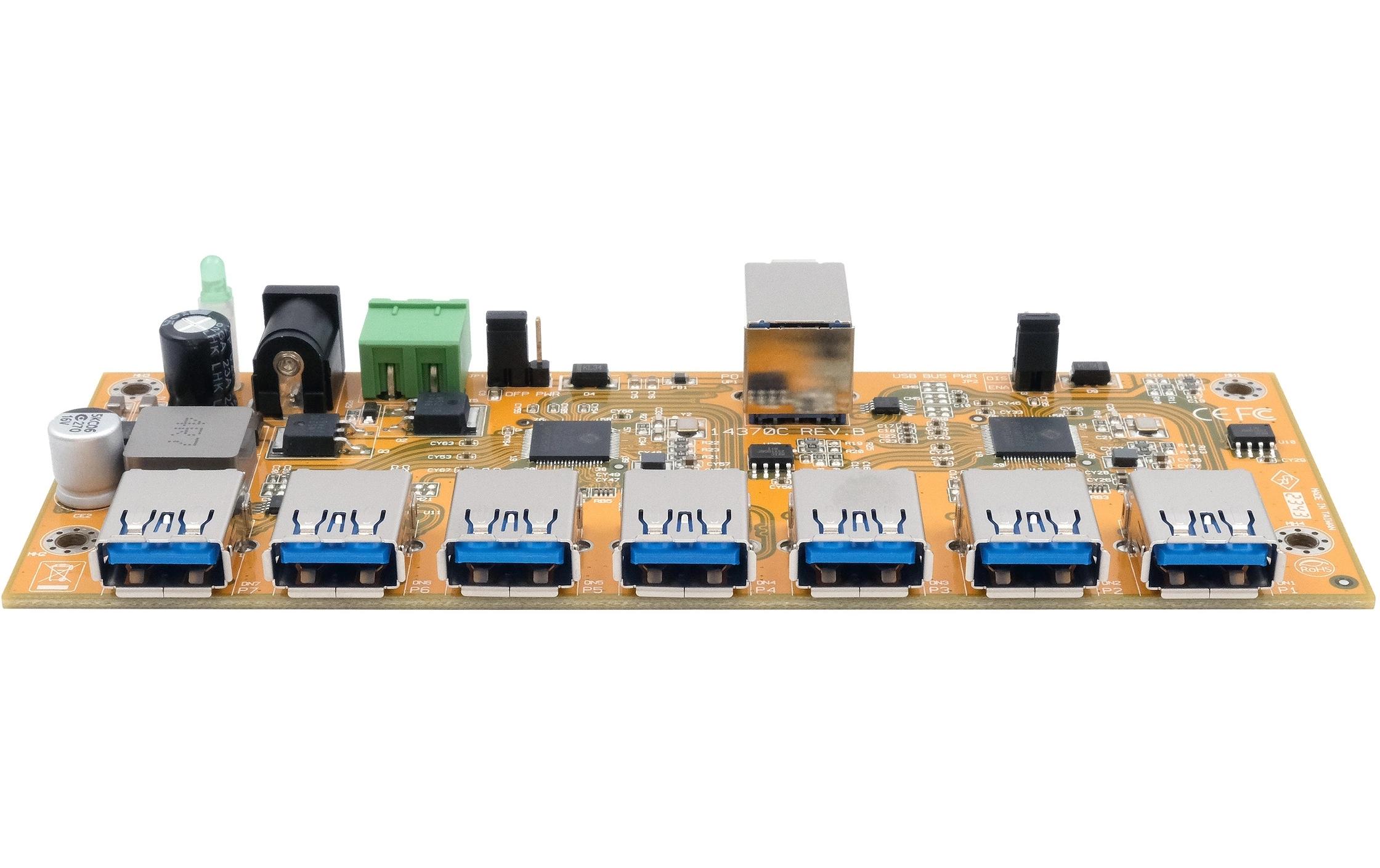 USB-Hub EX-1188HMS-3-PL<br>7-Port USB 3.2 Gen 1 HUB-Platine mit 15KV ESD Überspannungsschutz