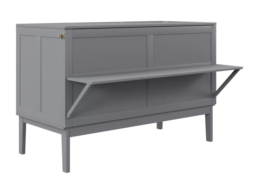 Lit escamotable 140x200 cm en bois - avec sommier à lattes - Gris