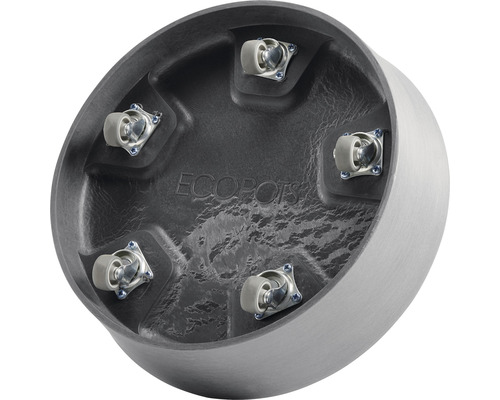 Ecopots onderzetter met wielen, kunststof, Ø 28,7 cm, H 8,3 cm, grijs