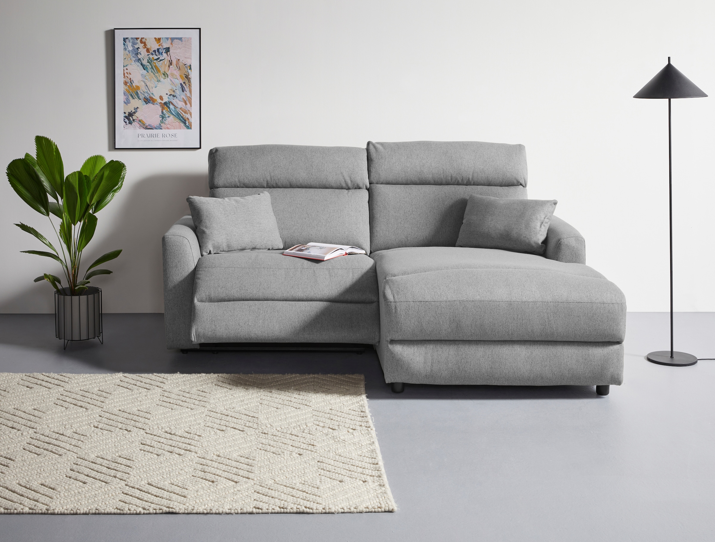 GOODproduct Ecksofa »JENNA, L-Form,  209cm, manuelle u. elektrische Funktion, mit USB A/C,« Liegefunktion 105°-150°, Federkern, Struktur fein
