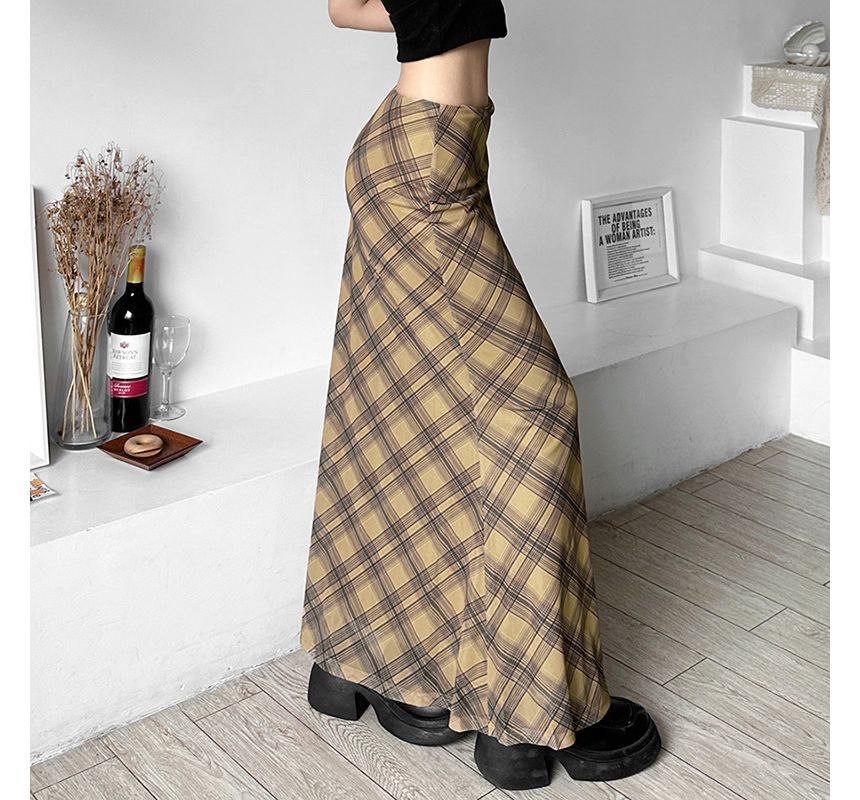 Sugarcoat - Lage taille geruite maxi zeemeerminrok