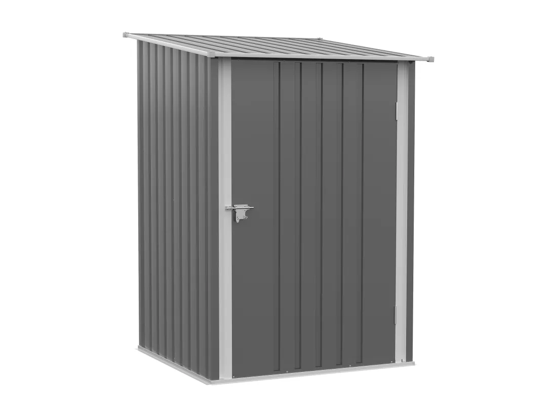 Abri de jardin - remise pour outils - cabanon porte verrouillable - dim. 1L x 1,03l x 1,6H m - tôle d'acier ondulée gris