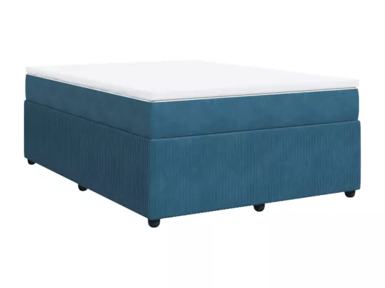 Sommier à lattes de lit et matelas Bleu foncé 140x190cm Velours