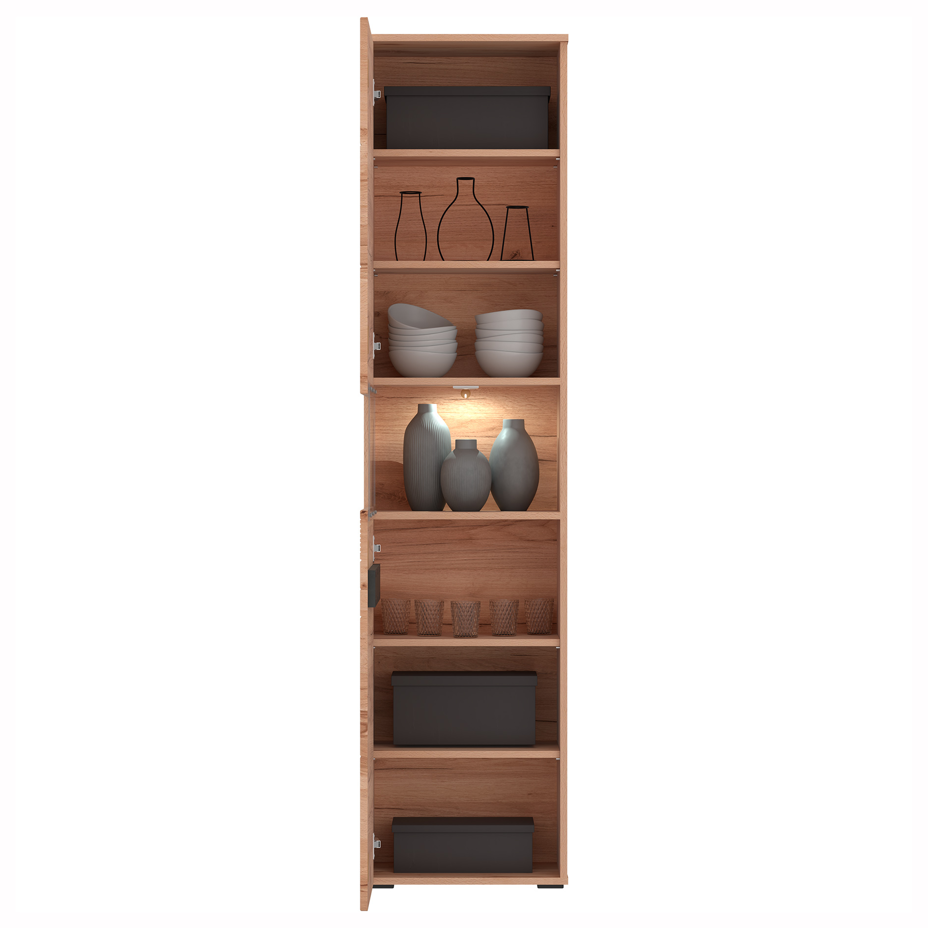 Standvitrine - Crenata Buche - mit Glaseinsatz -195 cm