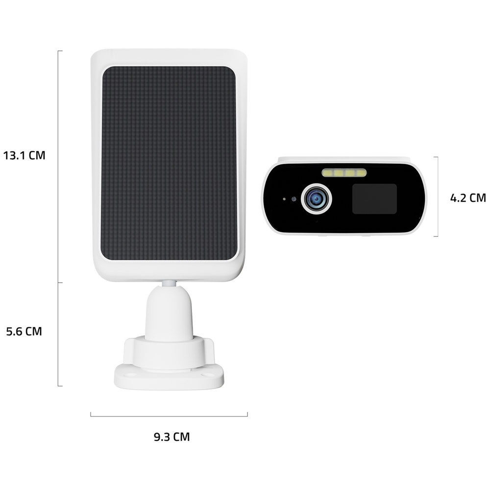 WiFi Solar IP Kamera 2K 1440p Infrarot LED's Nachtsichtfunktion / Micro SD / Wandhalterung iOS/Android (IP66) - Weiss