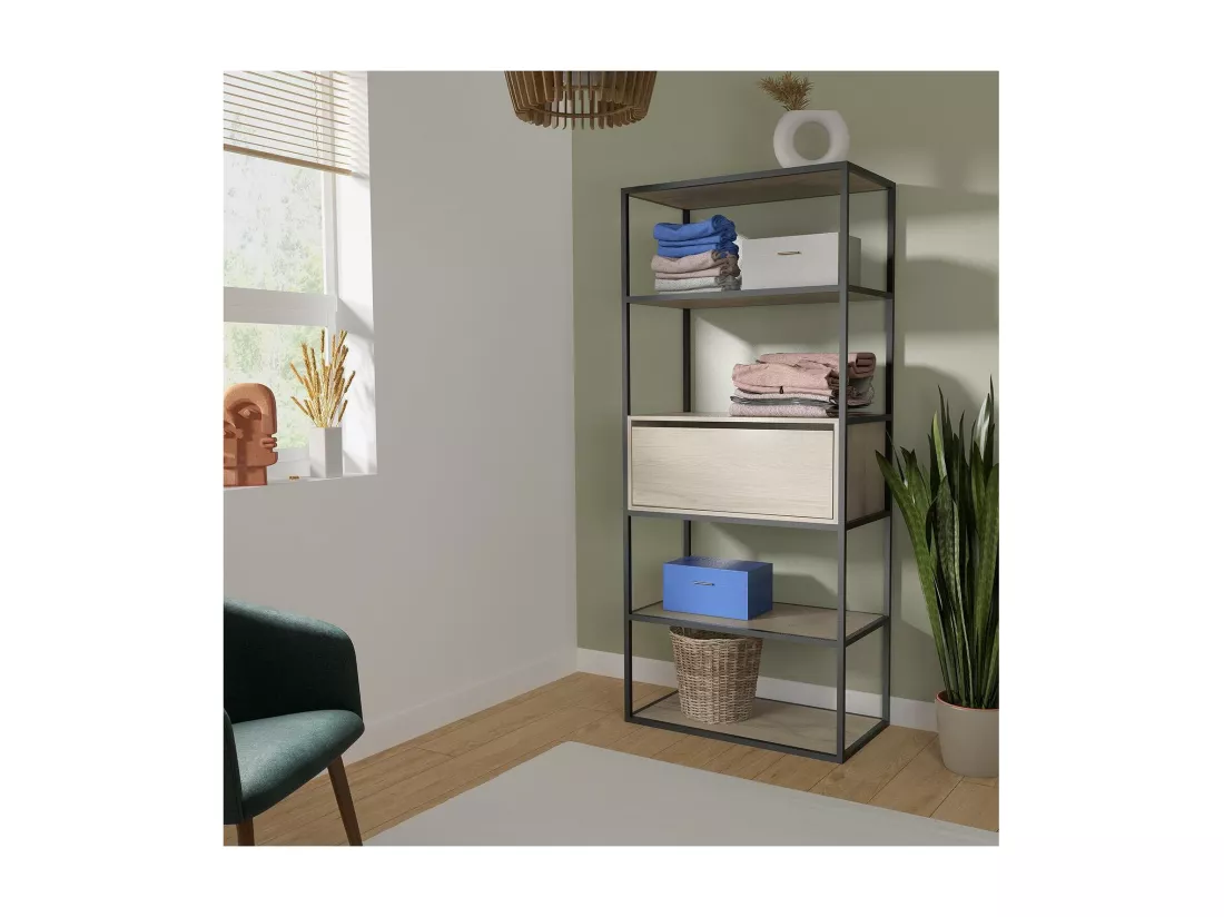 Portant vêtements bois et métal L80 x H184,5 cm - OSLO