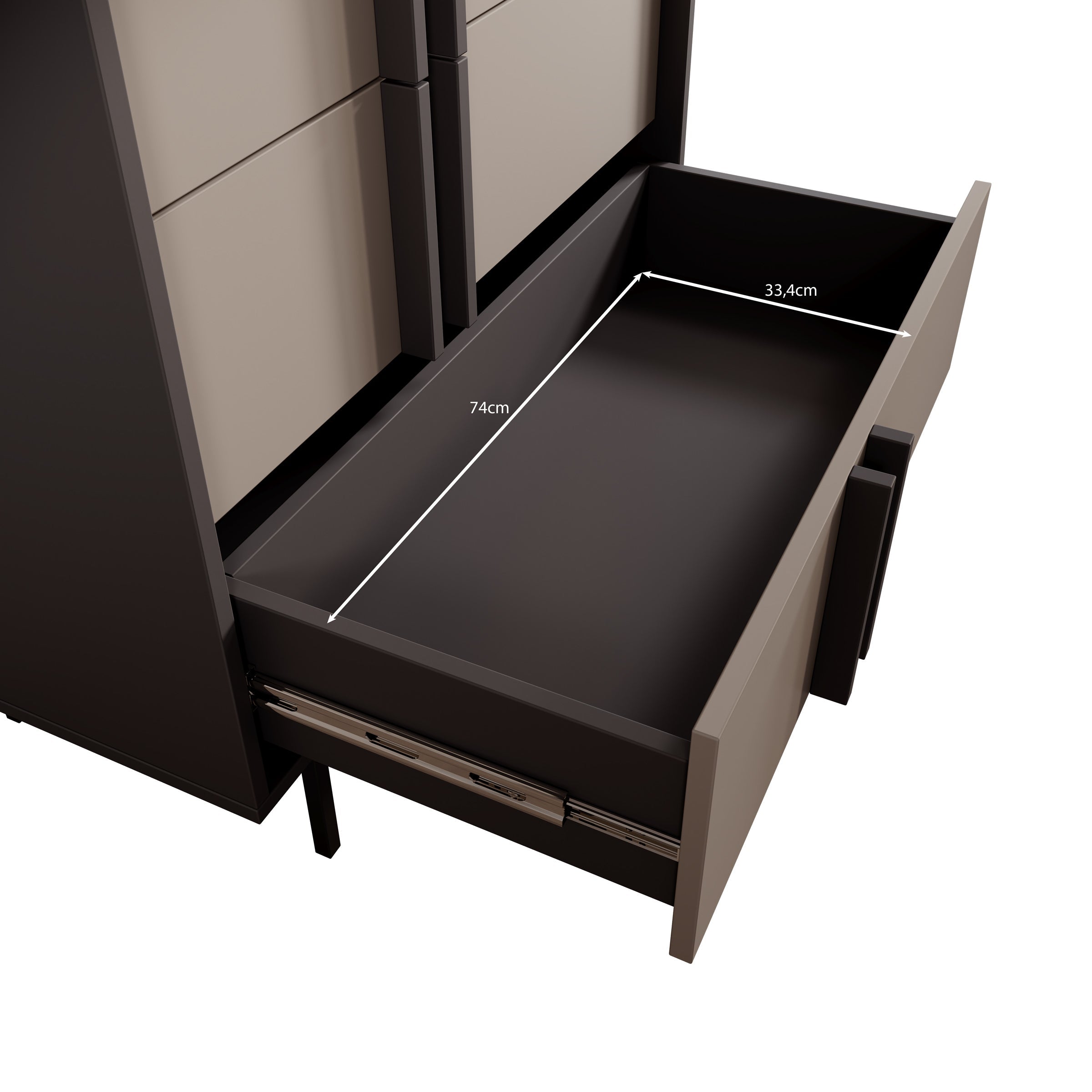 Meubella - Antigo - Dressoir - Eiken|Antraciet - 83x43x127 cm