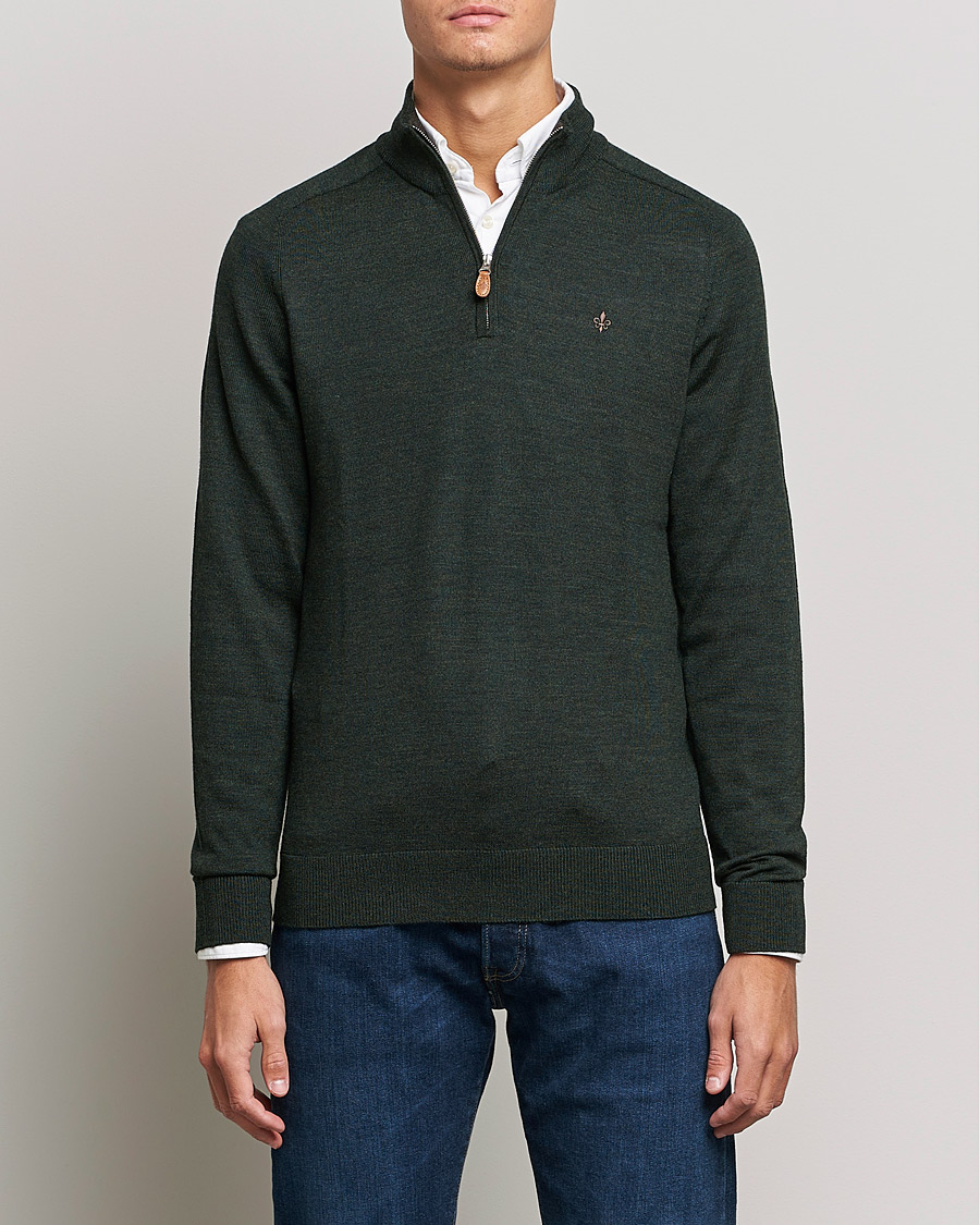Morris John Merino Half Zip Olive