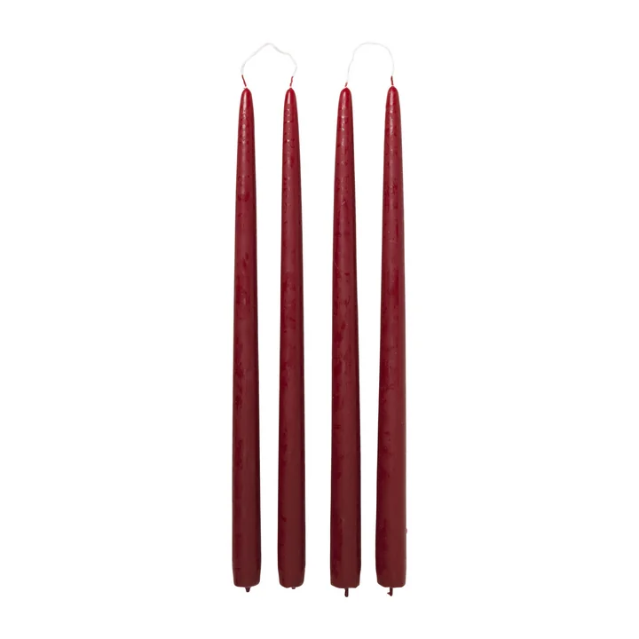 Broste Copenhagen - Getauchte Stabkerze, Ø 2,2 cm, burgundy (4er-Set)
