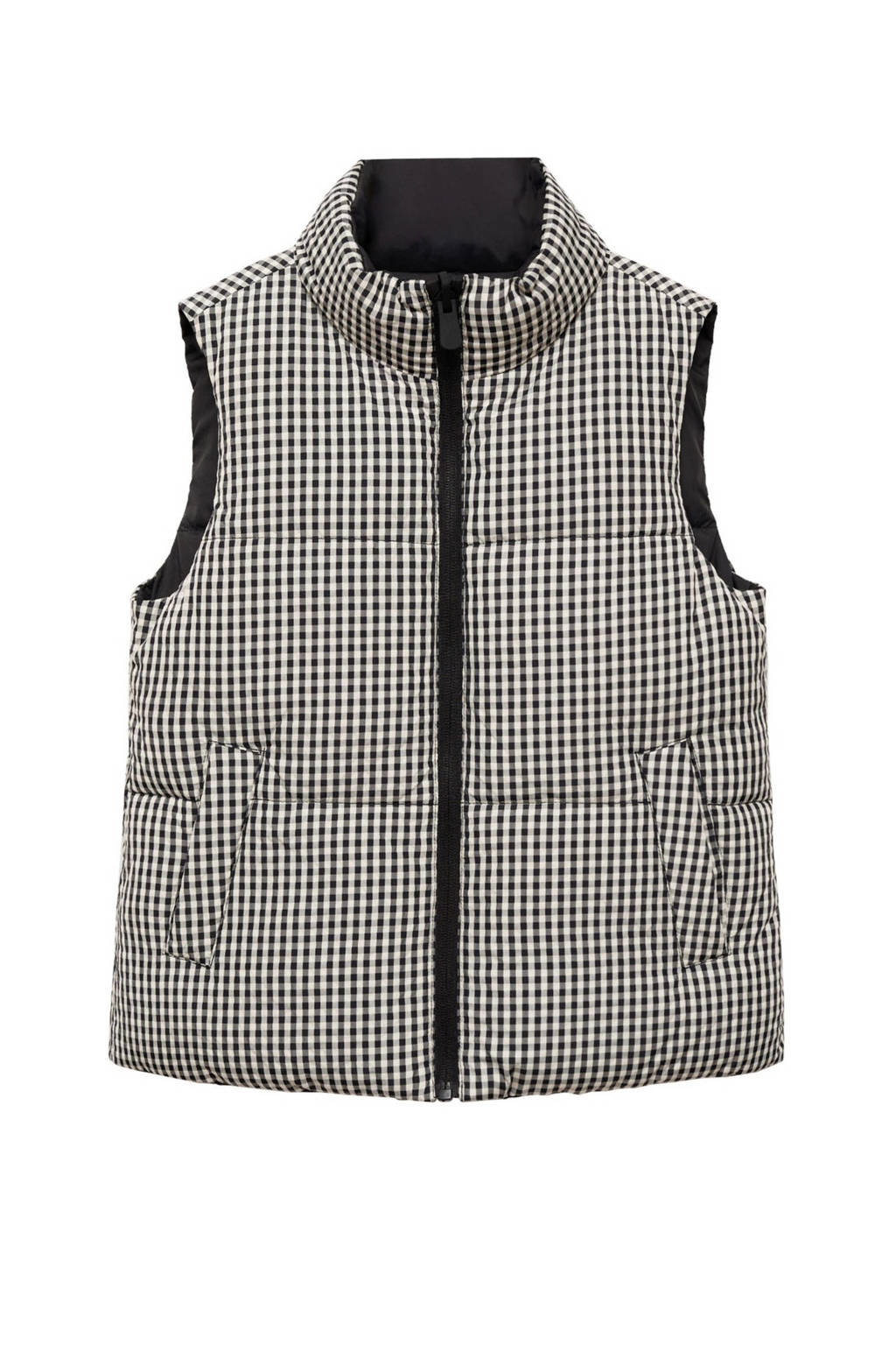 Mango Kids geruite reversible bodywarmer zwart/wit