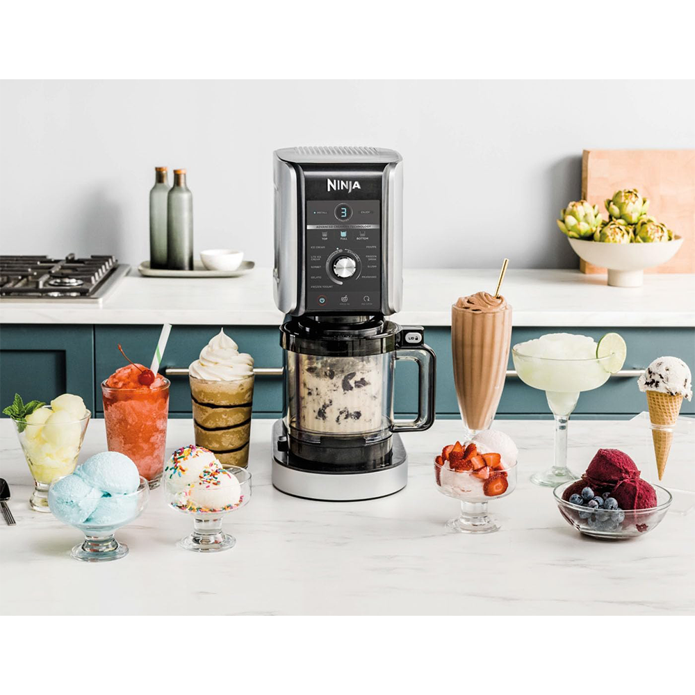 10in1 Creami Deluxe Eismaschine Glacé Maker inkl. Eisbecher   Rezeptbuch (NC502EU) - Silber / Schwarz