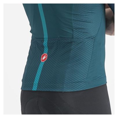 Maillot Manches Courtes Castelli Sezione Vert/Bleu Turquoise