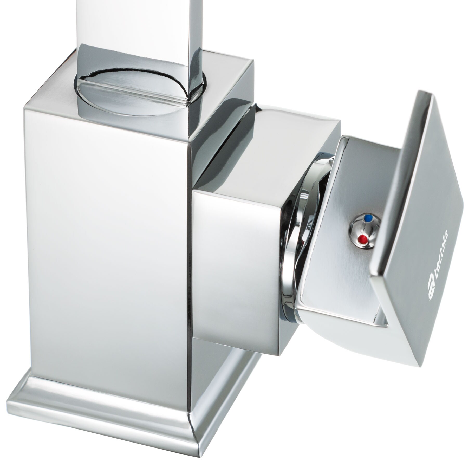 tectake® Wasserhahn, Hochdruck, 360° drehbar, schlankes Design, inklusive 2 Anschlussschläuche
