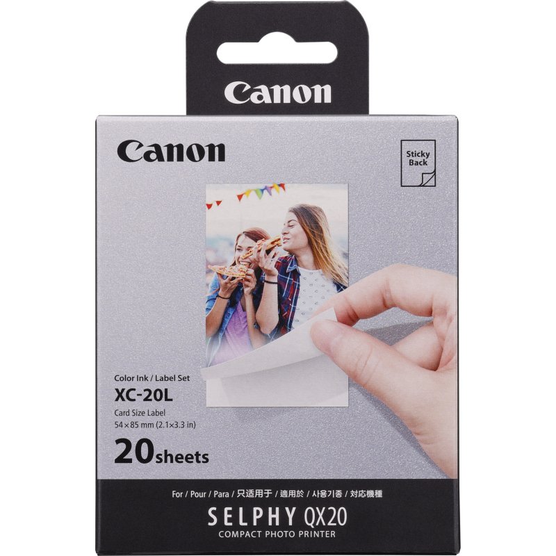 Consommable pour imprimante photo Canon XC-20L - Kit 20 impressions format carte de credit pour Selphy QX20