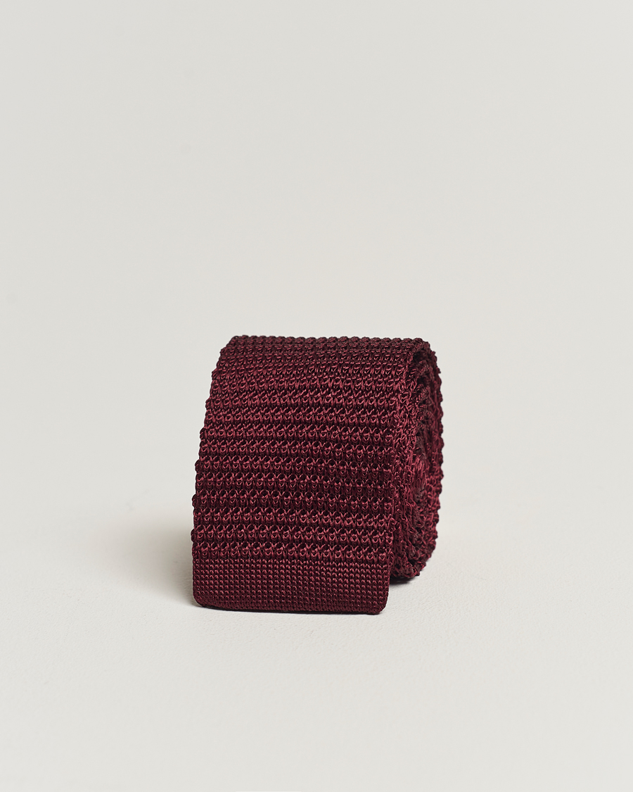 Amanda Christensen Knitted Silk Tie 6 cm Wine Red