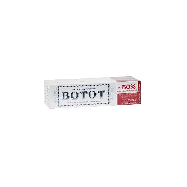 Pasta de dentes Botot com essências naturais, embalagem com 2 unidades de 75ml