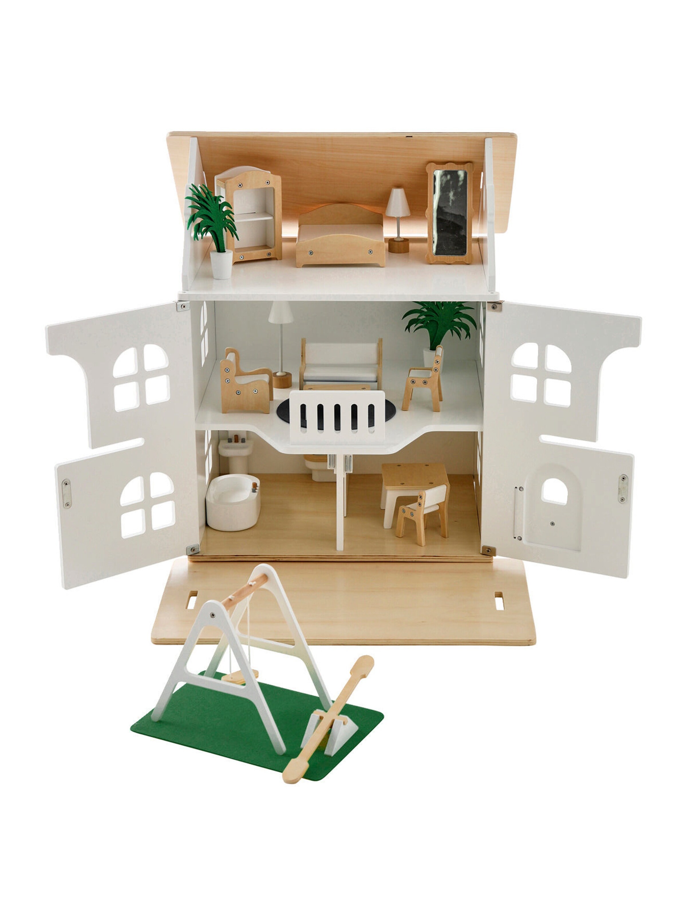 Vertbaudet Puppenhaus mit Zubehör aus Holz FSC® natur/weiß