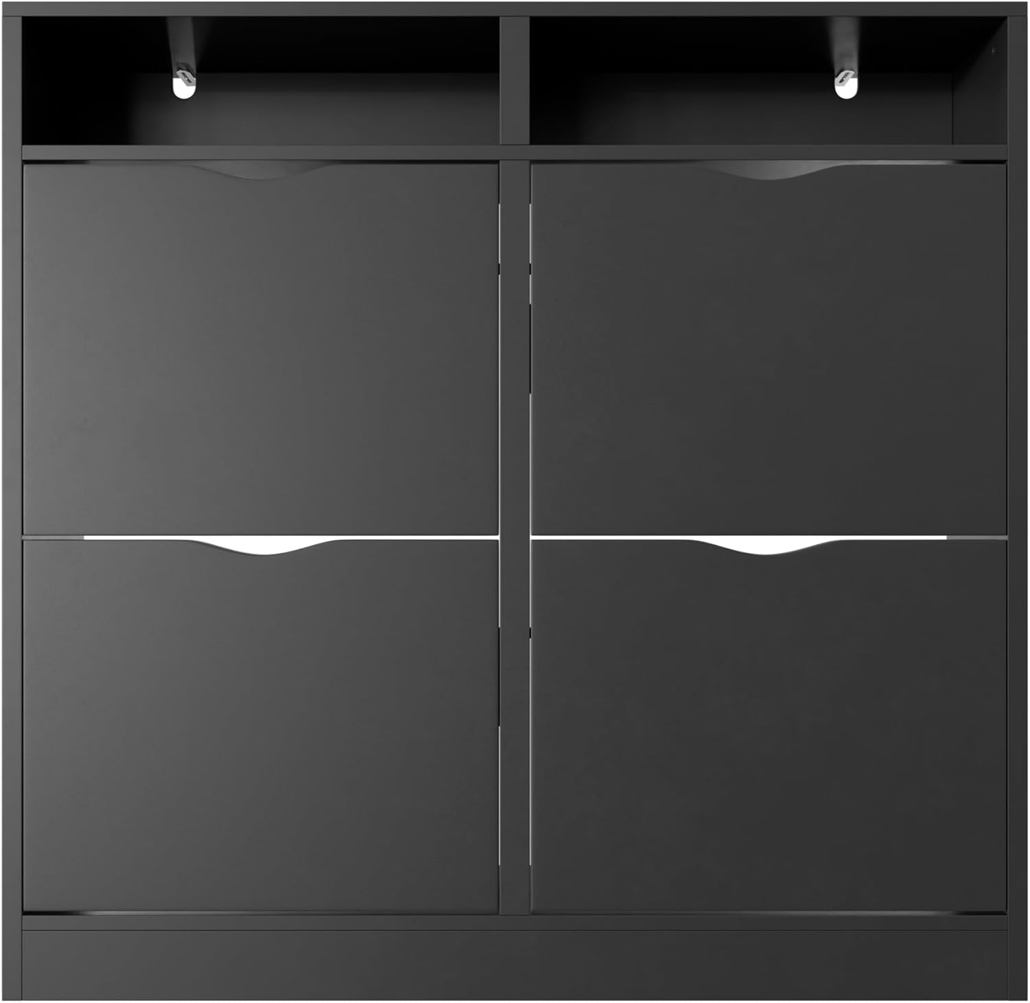 ELUCHANG Schuhschrank schmal mit 4 Klappen Platzsparender, Geschlossen Schuhregal Schuhkipper Schuhkommode mit 4 Ablagen, Shoe Cabinet Flurschrank für Diele/Flur/Garderobe, Schwarz