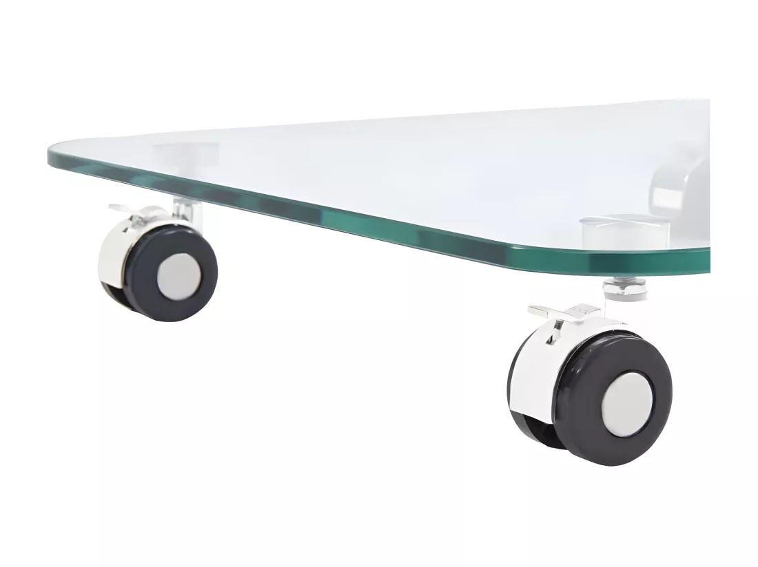 Table d'appoint sur roulettes verre trempé transparent Niu