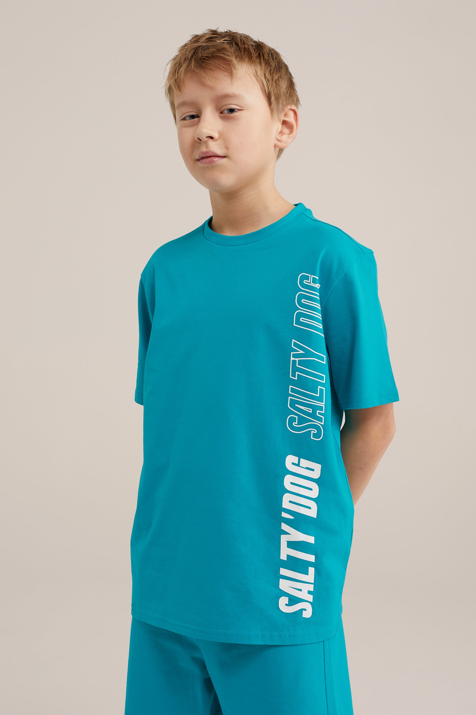 Jongens pyjamaset met opdruk Salty Dog Turkoois