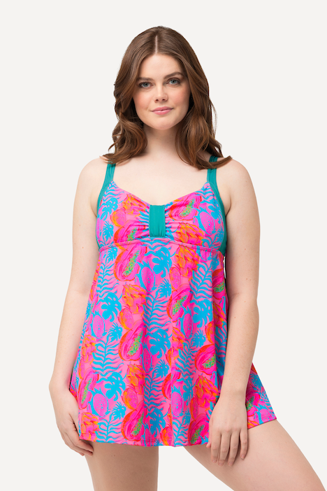 Badekleid, Neon-Blätterdruck, Softcups, Powermesh-Futter