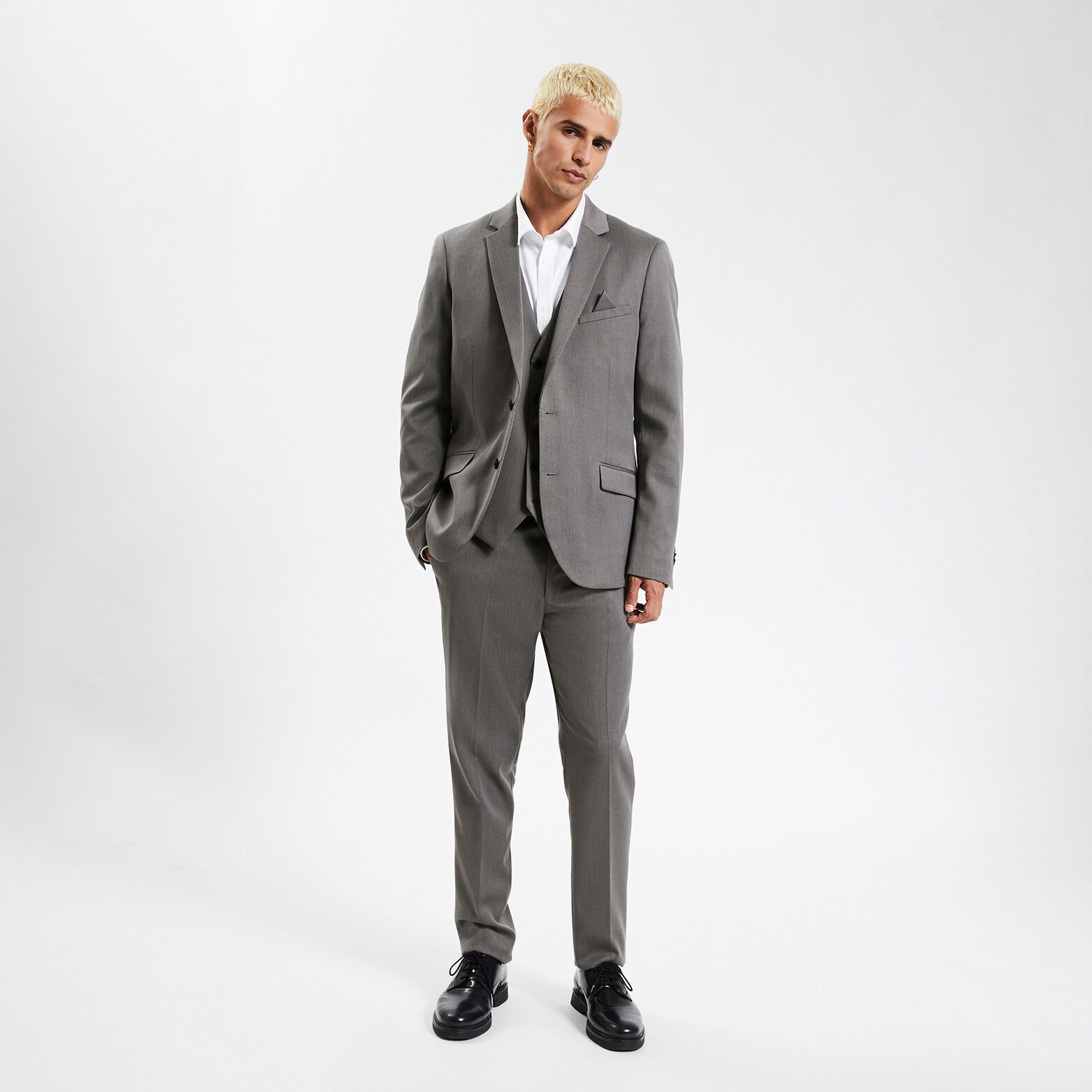 Gilet de costume uni slim Gris foncé