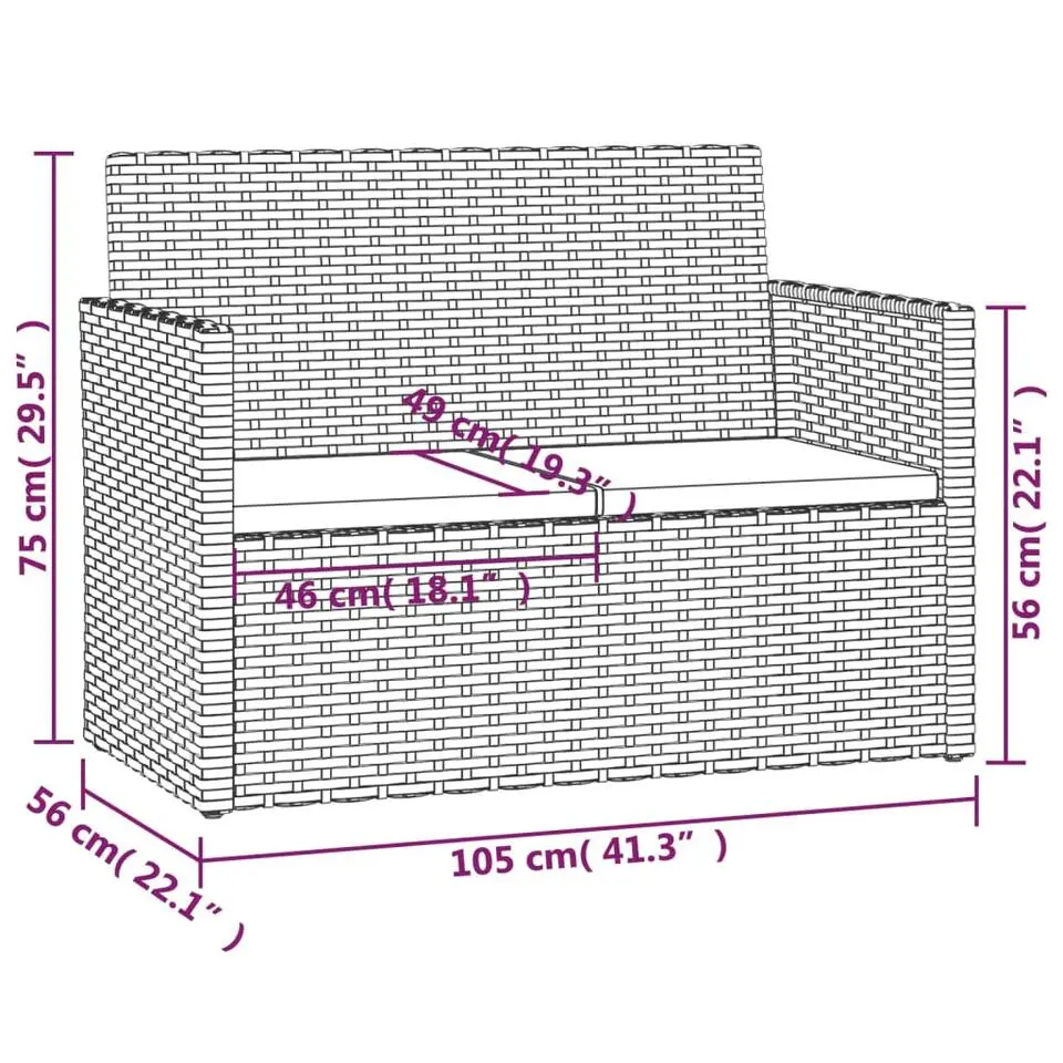 vidaXL - Loungeset - Grijs - Poly rattan