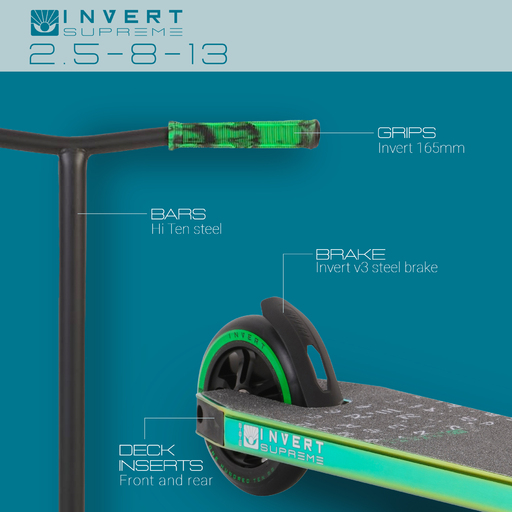 Patinete Invert Supreme Intermediário para Manobras, para Crianças de 8 a 13 Anos