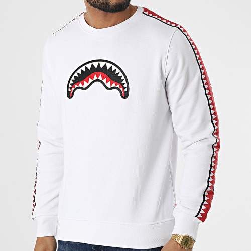Sweat Crewneck A Bandes SP023 Blanc