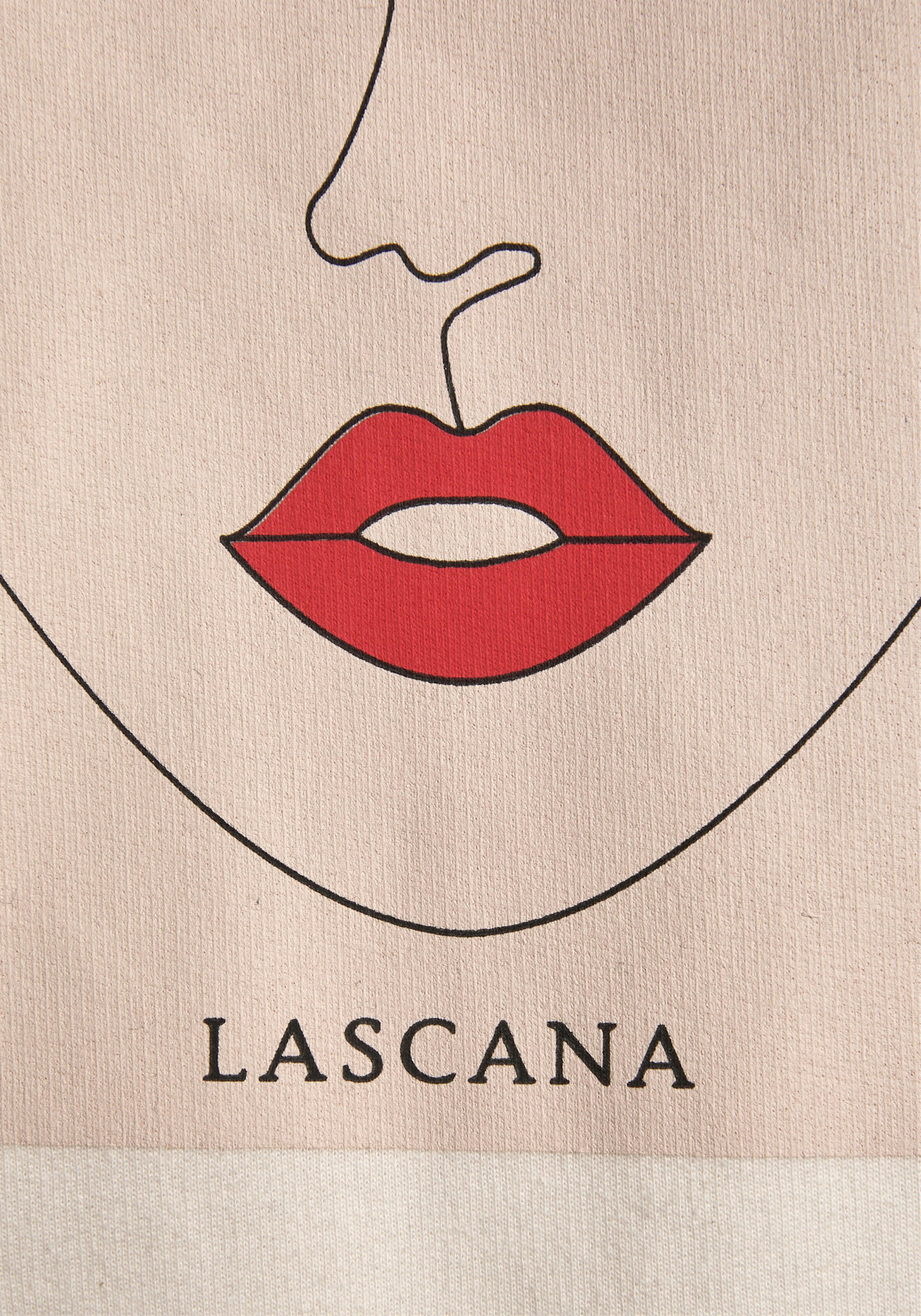 LASCANA Sweatshirt in hellbeige-natur-hellrosa