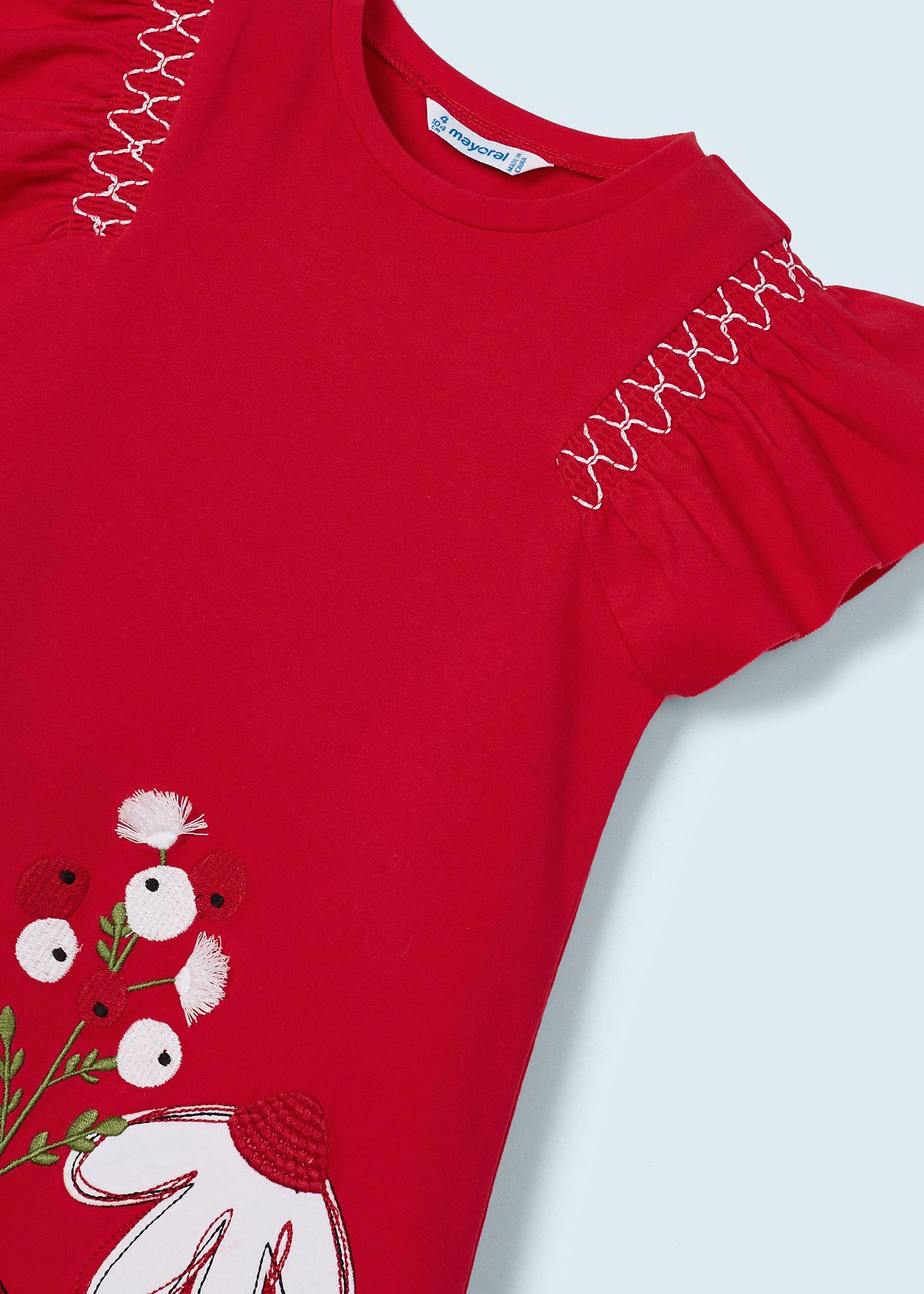 Vestido de algodão com apliques e bordados para meninas