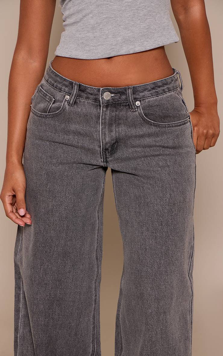 Gris Jean Petite Taille Haute Stretch À Jambes Larges