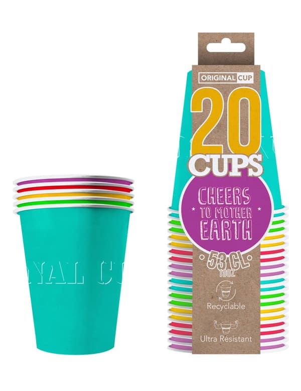 20 amerikanske resirkulerbare pappkrus i sommerfarger 53 cl. Size-Standard