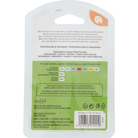 DYMO® LetraTag® Tape 12mm x 4m paper white, plastic yellow & metallic silver 3-Blister