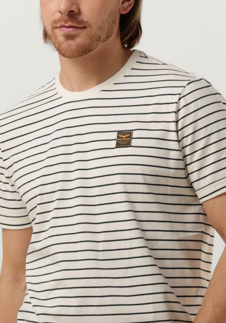 PME LEGEND gebroken wit pme legend t-shirt short sleeve r-neck yd melange striped jersey