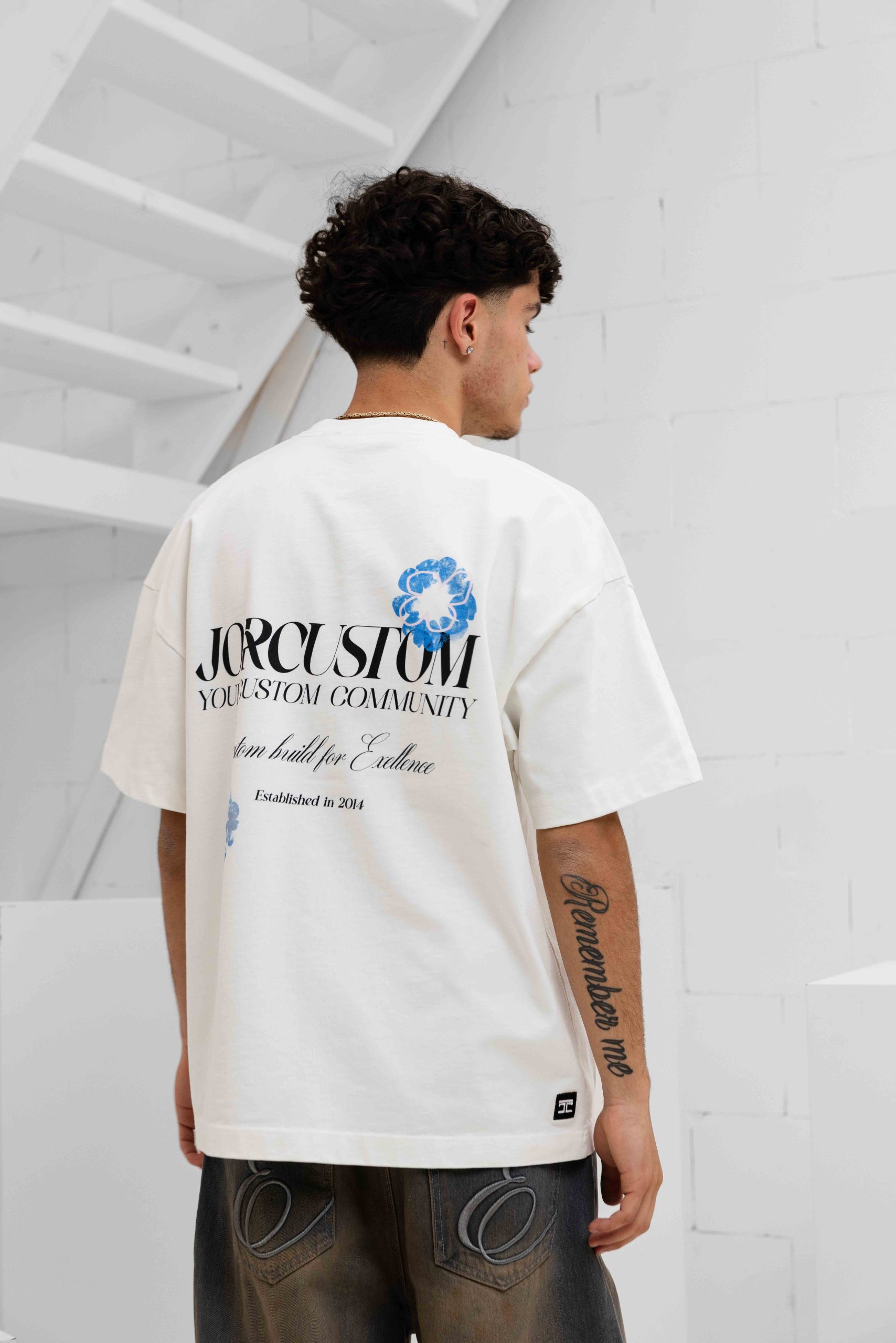 Jorcustom Flowers Loose Fit T-Shirt Heren Wit