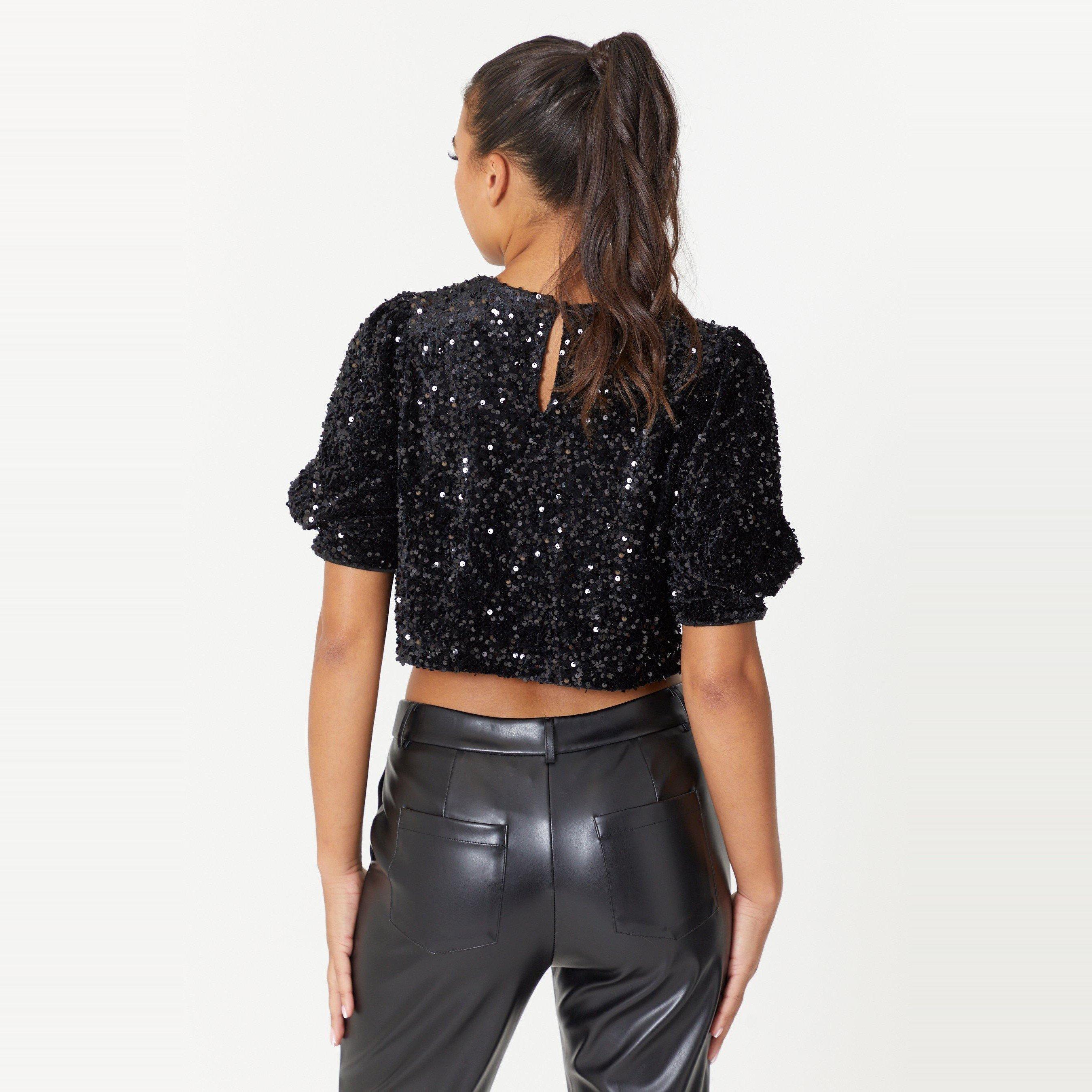 Be You BY Sequin Crop Top Womens