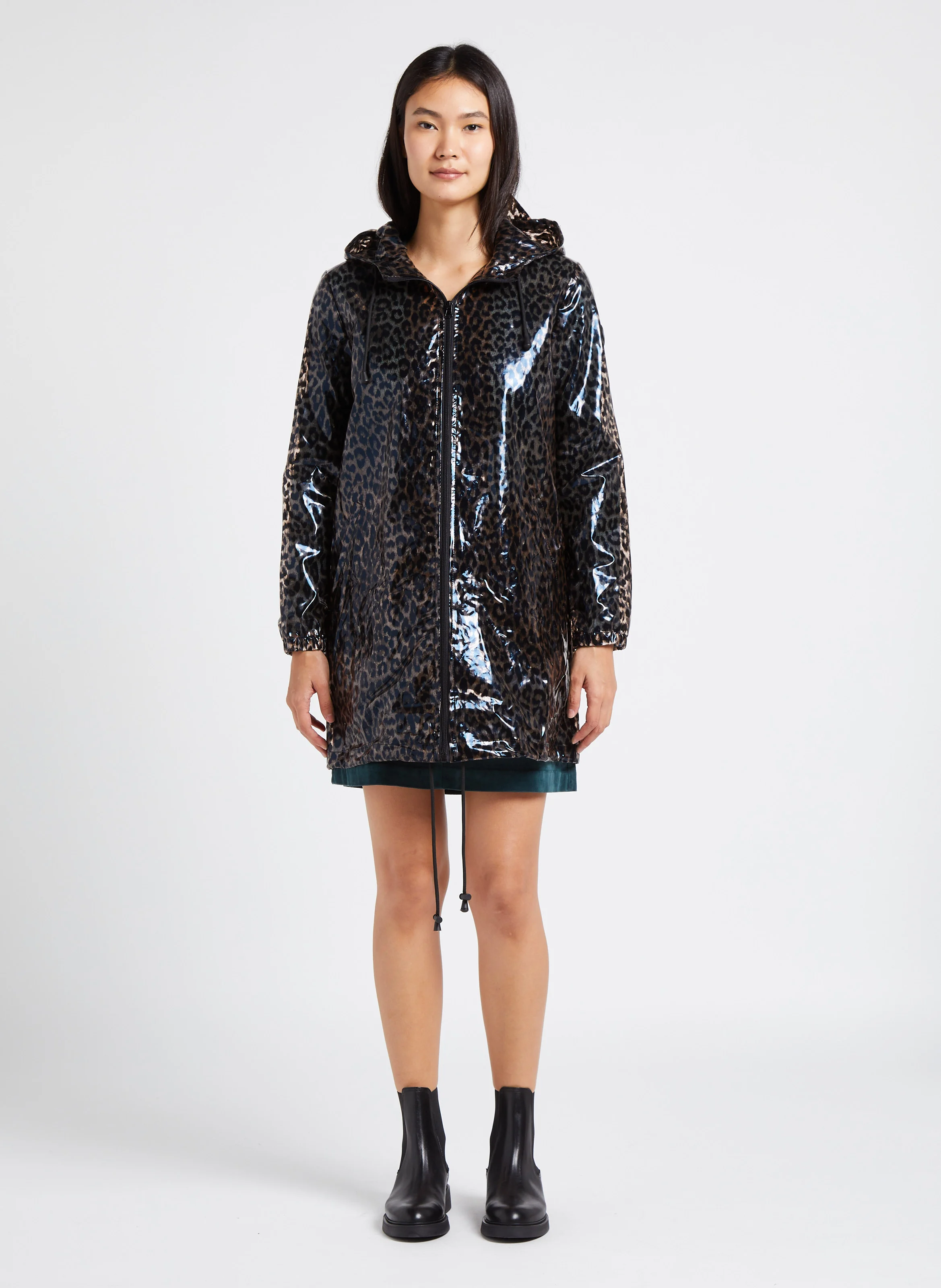 RAINY - Coupe-vent transparent imprimé léopard| Marron