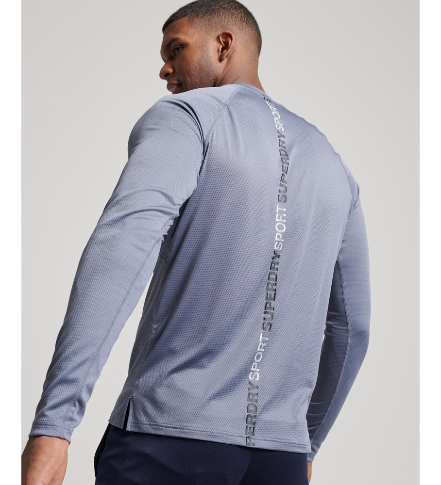 Camisa Superdry Train Collar, azul acinzentado