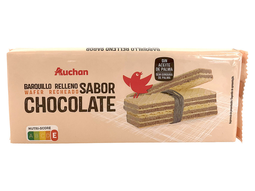 BOLACHA AUCHAN WAFFER RECHEIO CHOCOLATE 200G