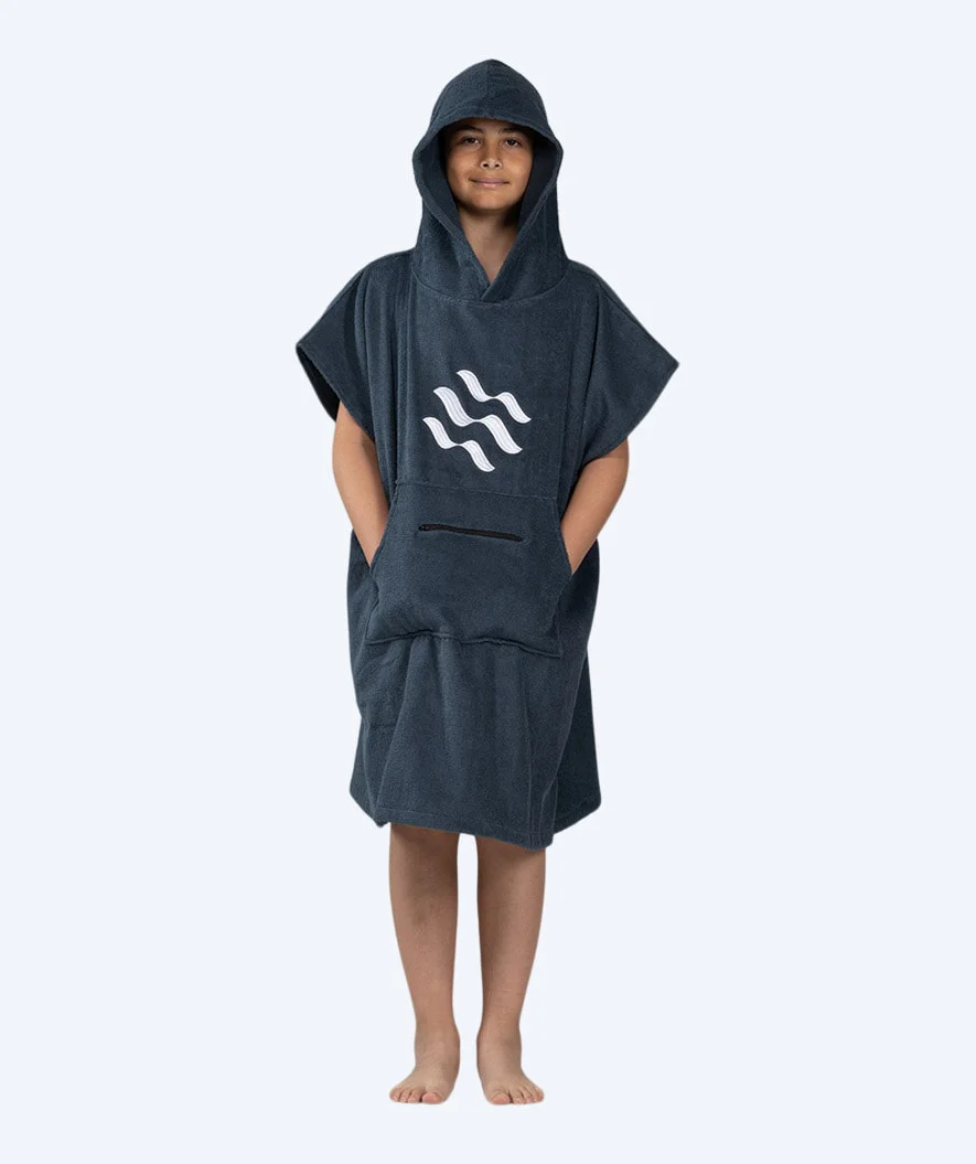 Watery badeponcho til junior - Bomuld - Mørkeblå