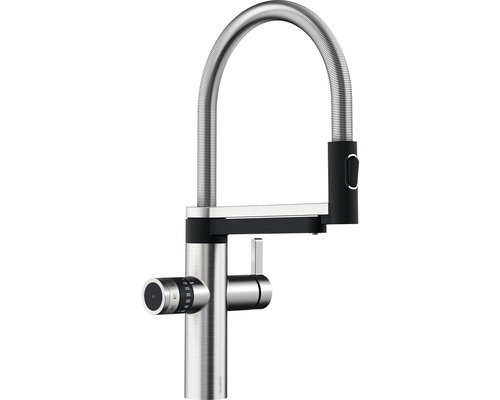 Blanco keukenkraan met bruiswater DRINK.SODA EVOL-S PRO, geborsteld roestvrij staal, 526255