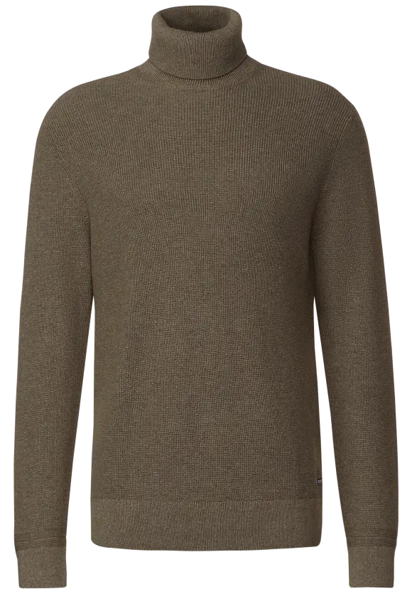 Cosy Rollkragenpullover - dune brown melange