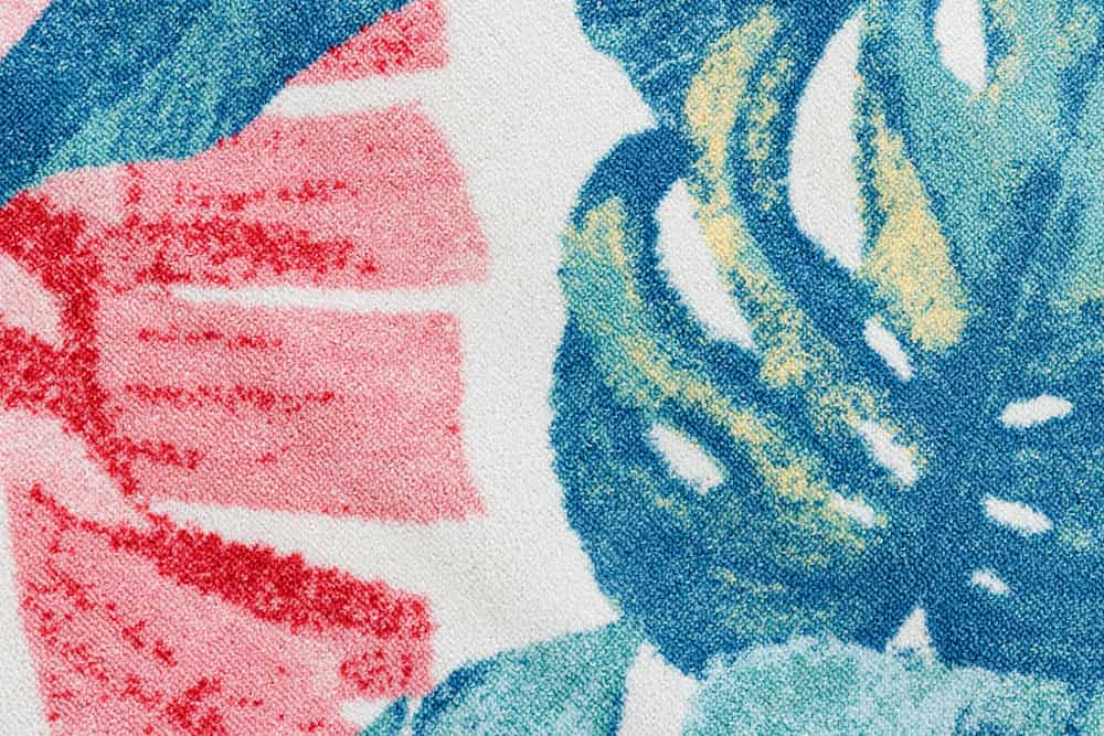 In- und Outdoor Teppich TROPICAL 180x120cm grün pink Blatt Design Läufer wetterfest